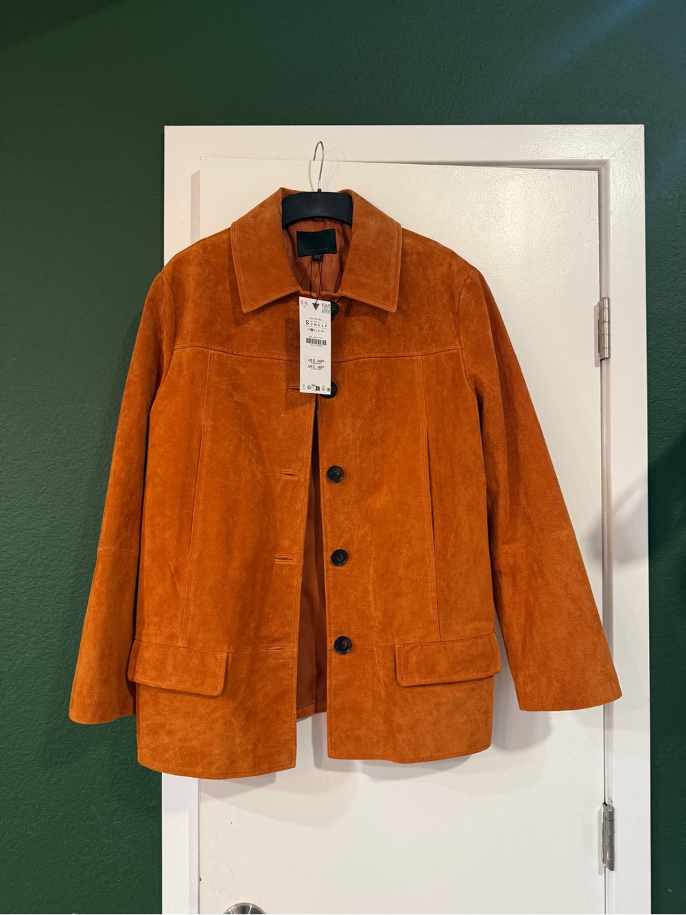Zara Real Suede Leather Jacket in Burnt Orange